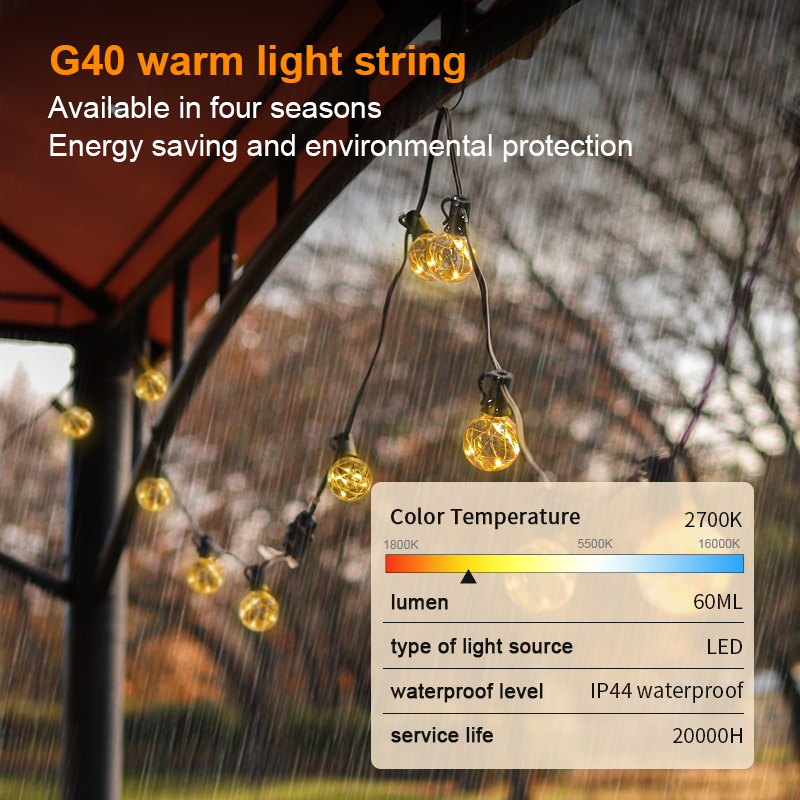 HCP081  G40暖光铜线灯串